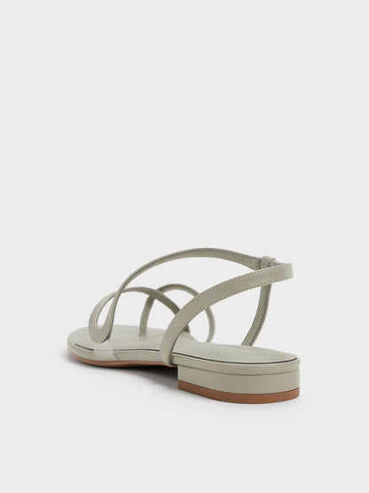 CHARLES & KEITH Everyday / Arden Wavy Toe-Ring Sandals - Mint Green