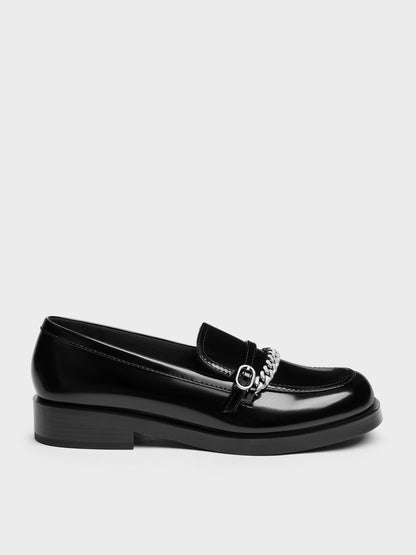 CHARLES & KEITH New / Georgie Chain Loafers - Black Box
