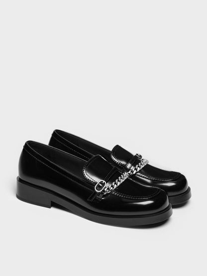 CHARLES & KEITH New / Georgie Chain Loafers - Black Box