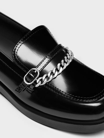 CHARLES & KEITH New / Georgie Chain Loafers - Black Box