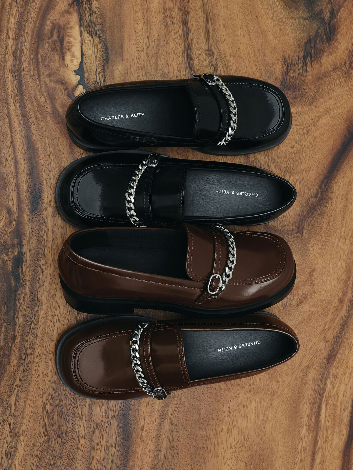 CHARLES & KEITH New / Georgie Chain Loafers - Black Box