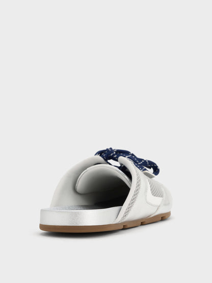 CHARLES & KEITH Special Offer / Metallic Mesh Lace-Up Sneaker Mules - Silver