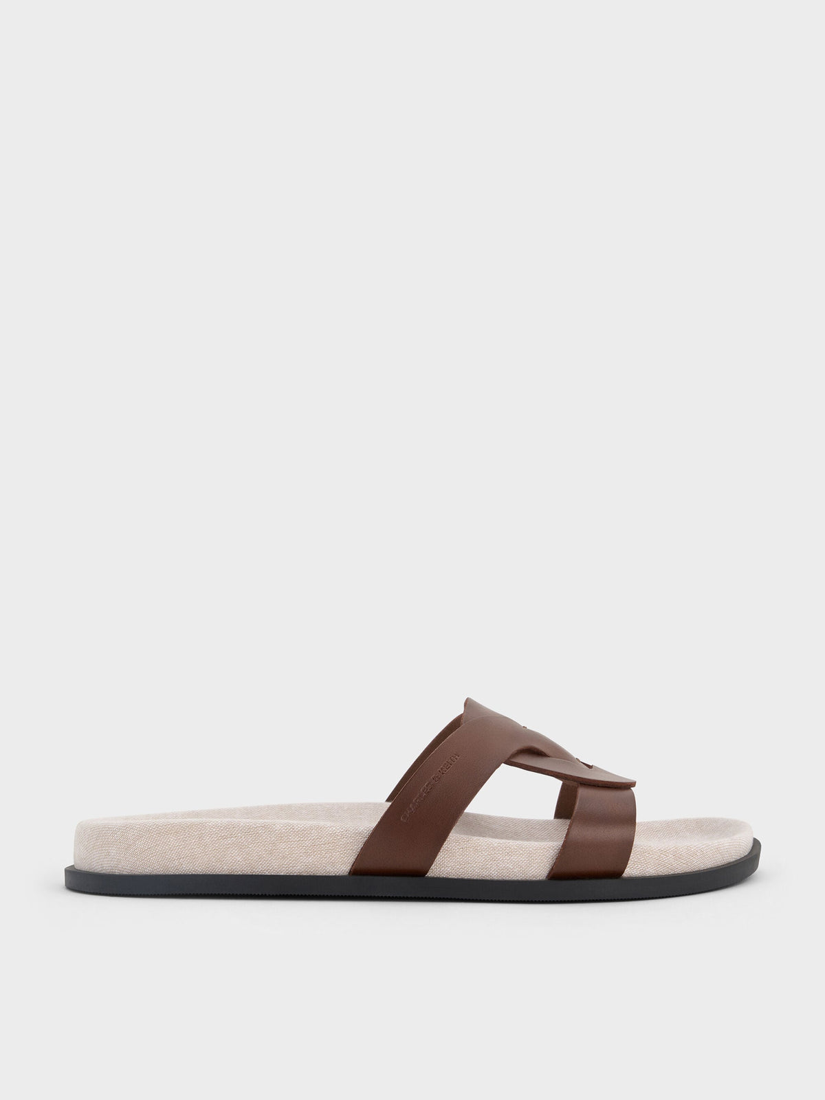 CHARLES & KEITH Deals / Fannie Linen Interwoven Slide Sandals - Dark Brown