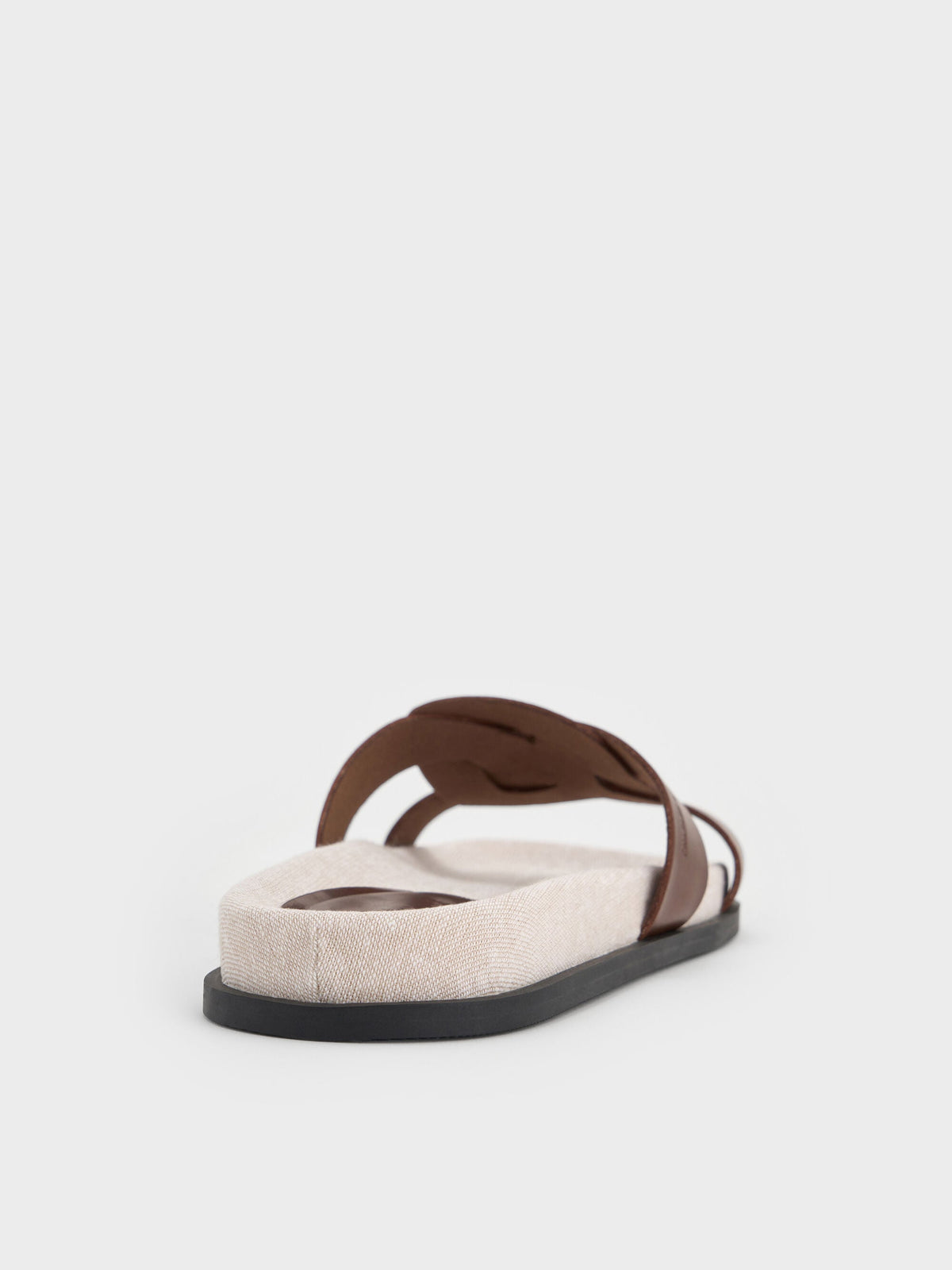 CHARLES & KEITH Deals / Fannie Linen Interwoven Slide Sandals - Dark Brown
