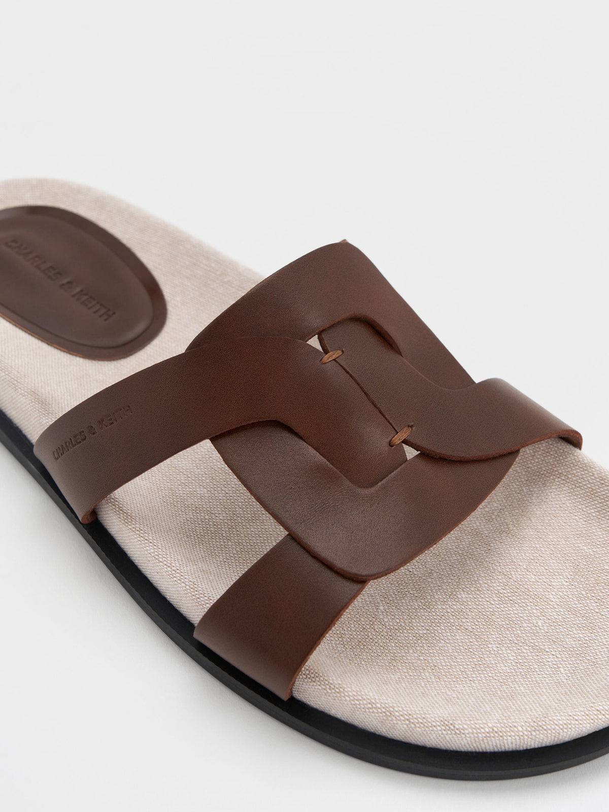 CHARLES & KEITH Deals / Fannie Linen Interwoven Slide Sandals - Dark Brown