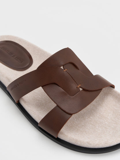CHARLES & KEITH Deals / Fannie Linen Interwoven Slide Sandals - Dark Brown