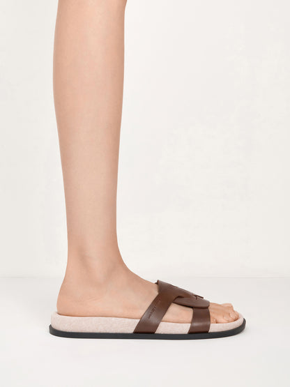 CHARLES & KEITH Deals / Fannie Linen Interwoven Slide Sandals - Dark Brown