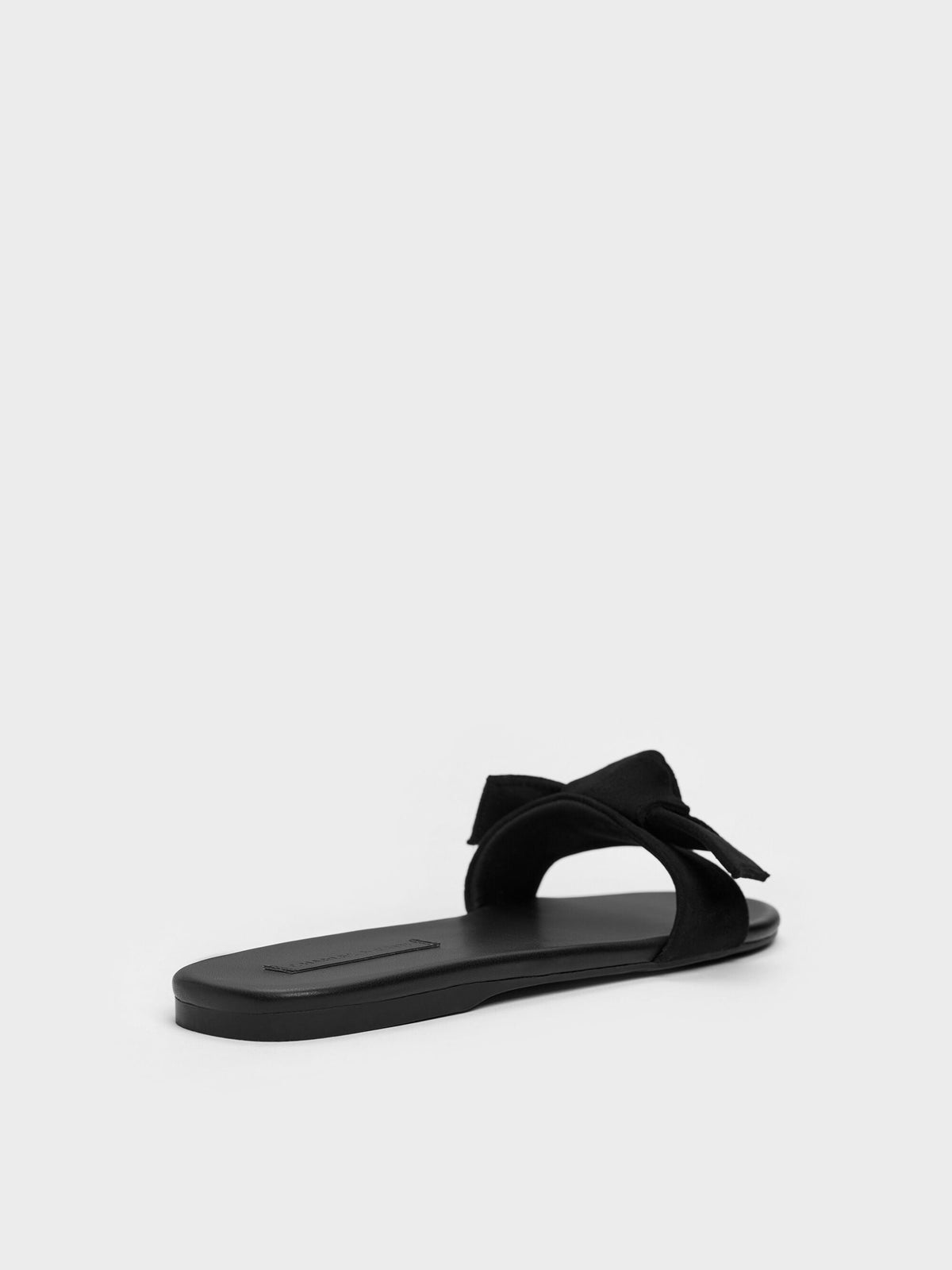 CHARLES & KEITH Quality / Anika Faux Suede Knot-Bow Slides - Black Textured