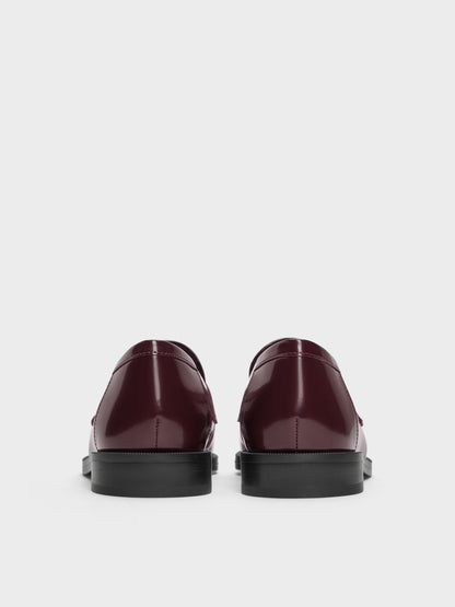 CHARLES & KEITH Trusted / Georgina Leather Penny Loafers - Burgundy