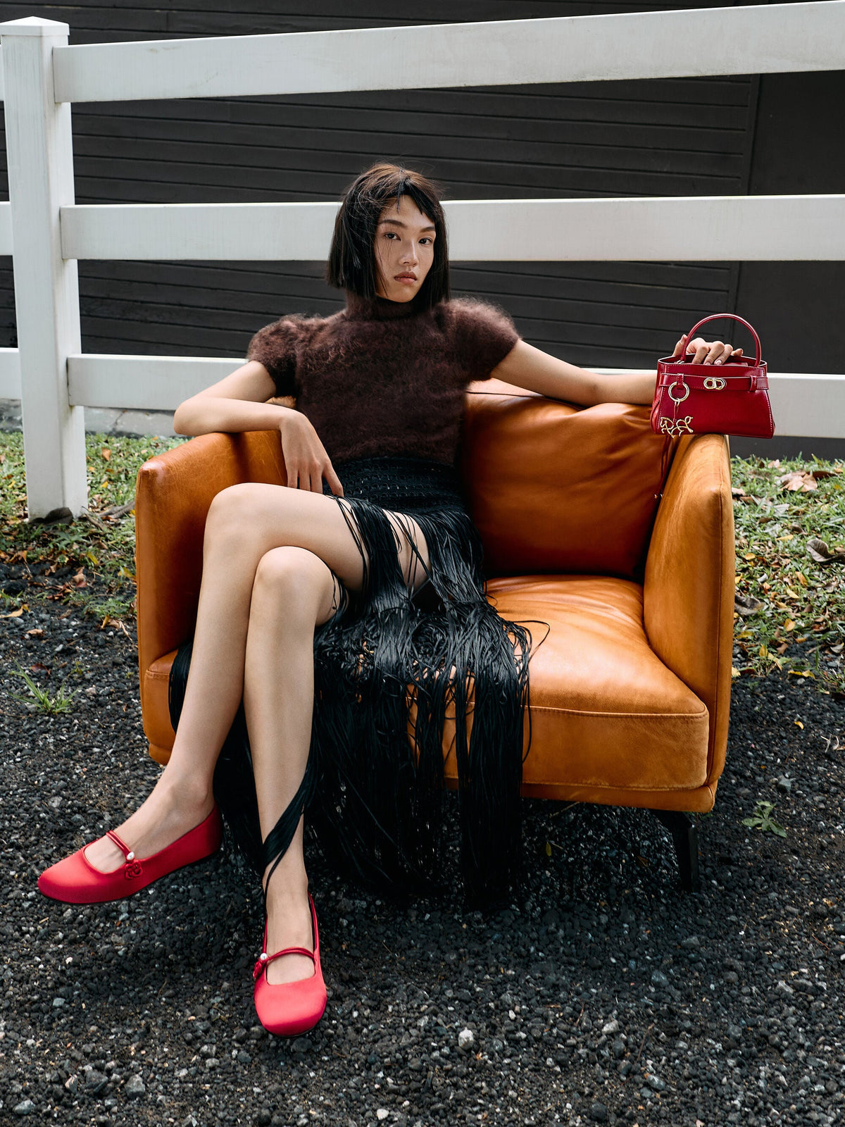 CHARLES & KEITH Smart Buy / Orinda Knot-Pearl Mary Jane Flats - Red