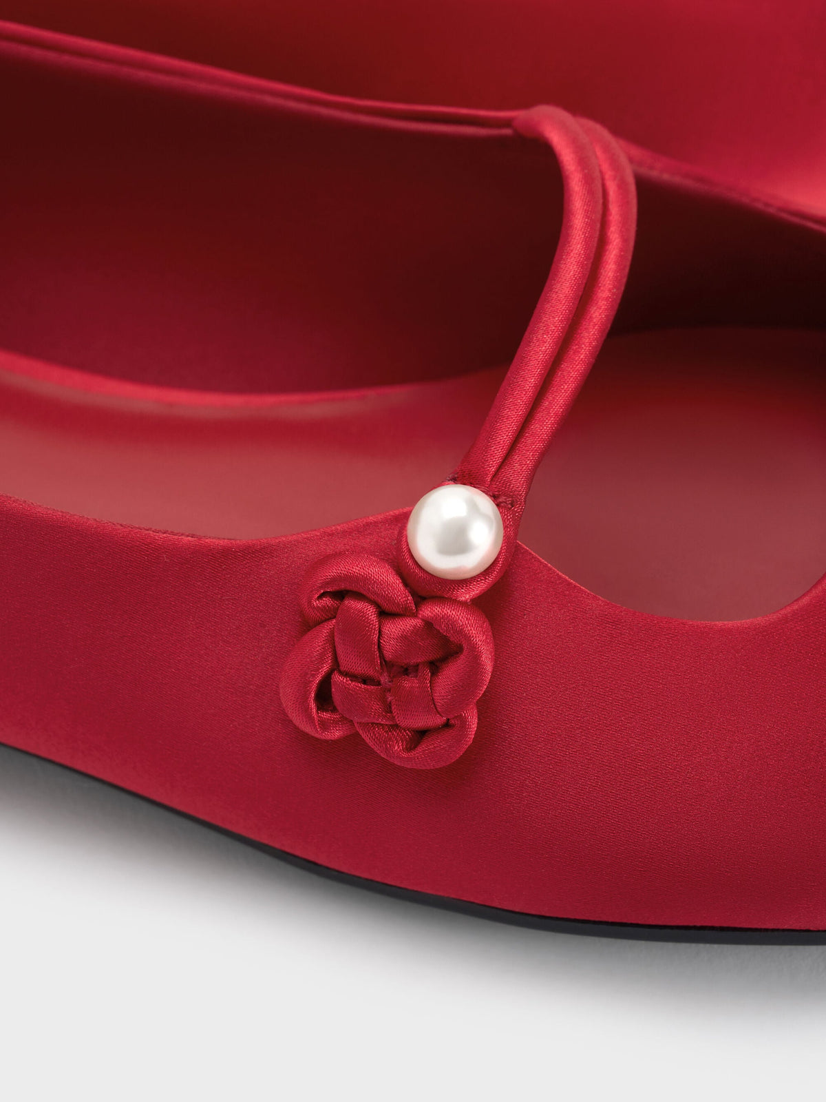 CHARLES & KEITH Smart Buy / Orinda Knot-Pearl Mary Jane Flats - Red