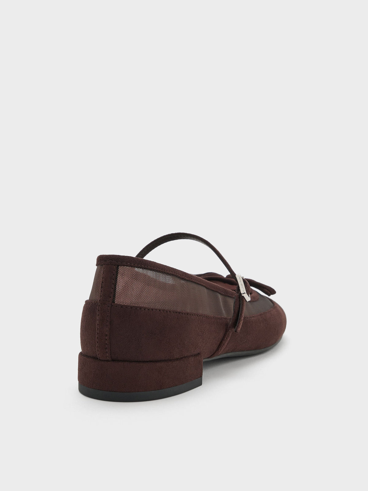CHARLES & KEITH Essential / Mulligan Faux Suede & Mesh Mary Janes - Dark Brown Textured