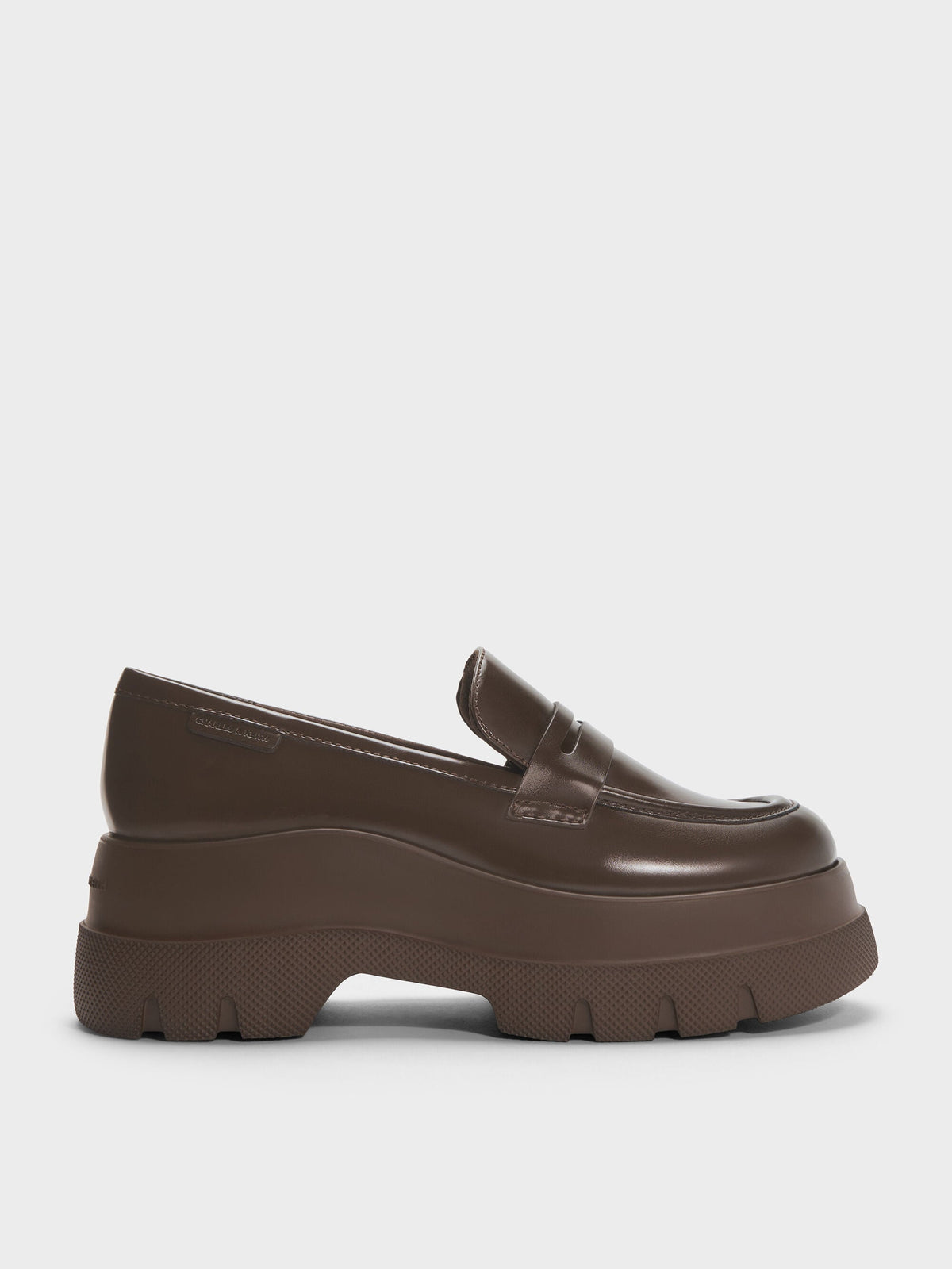 CHARLES & KEITH Essential / Leoi Platform Penny Loafers - Dark Brown