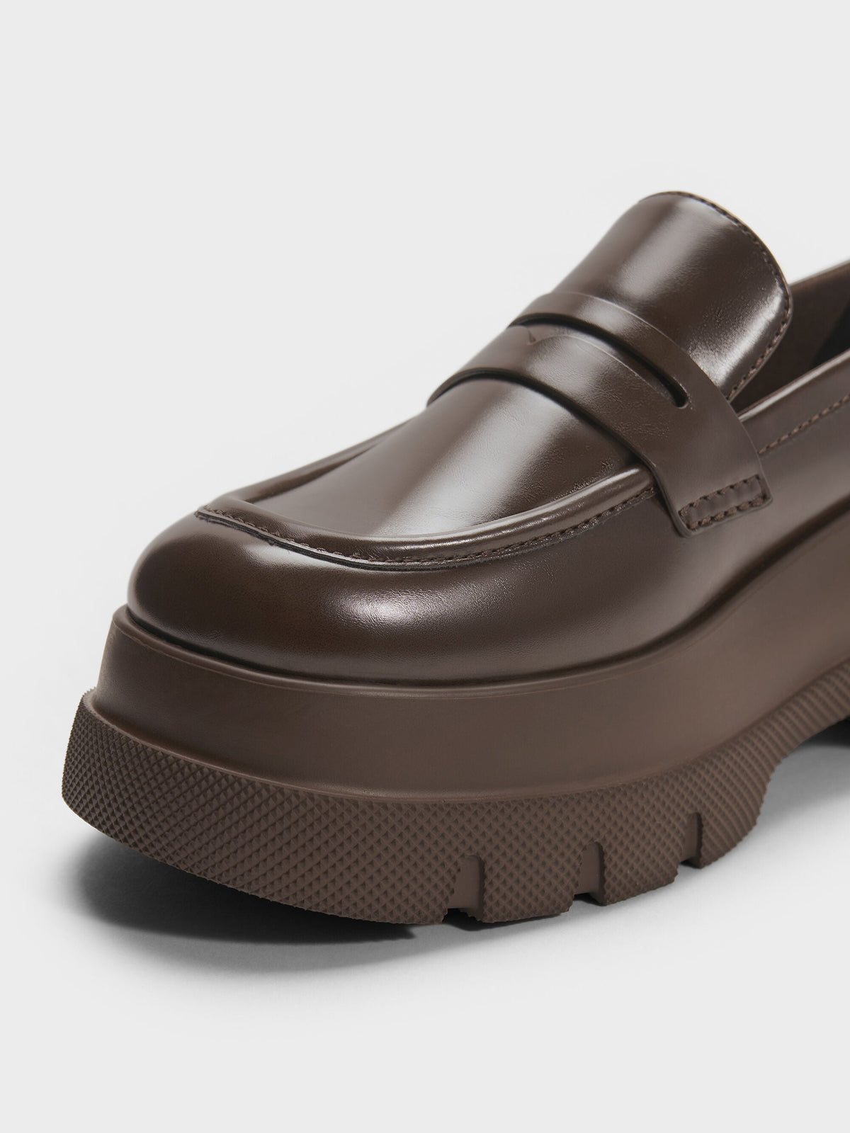 CHARLES & KEITH Essential / Leoi Platform Penny Loafers - Dark Brown