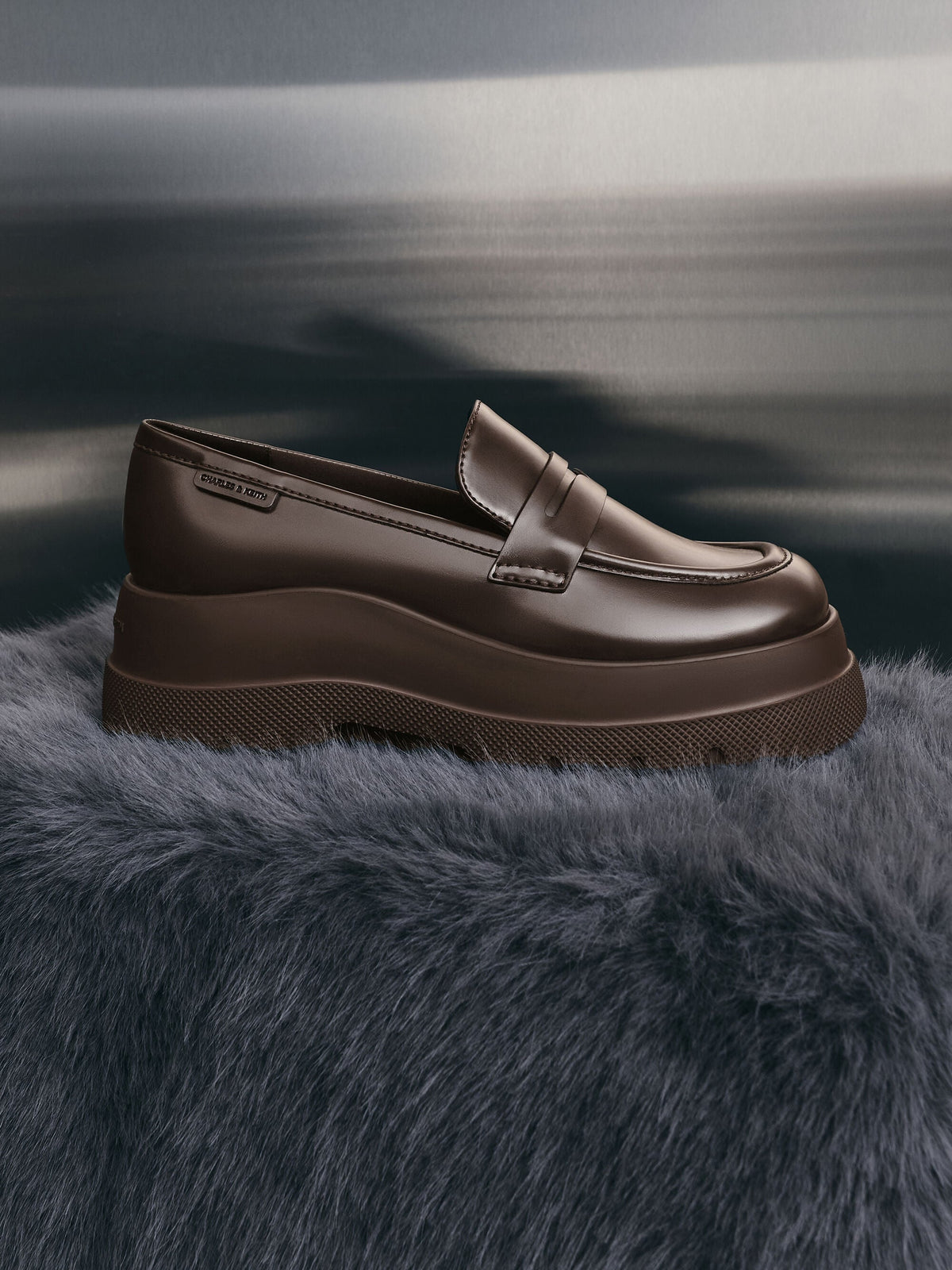 CHARLES & KEITH Essential / Leoi Platform Penny Loafers - Dark Brown