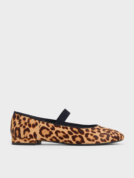 CHARLES & KEITH Smart Buy / Leopard-Print Textured Mary Jane Flats - Multi