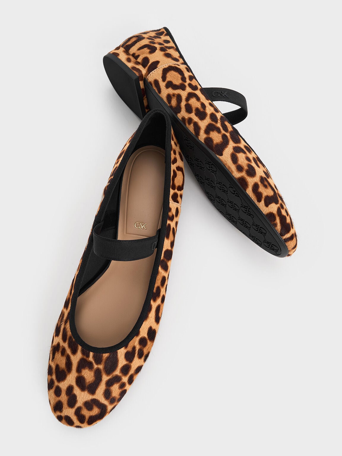 CHARLES & KEITH Smart Buy / Leopard-Print Textured Mary Jane Flats - Multi