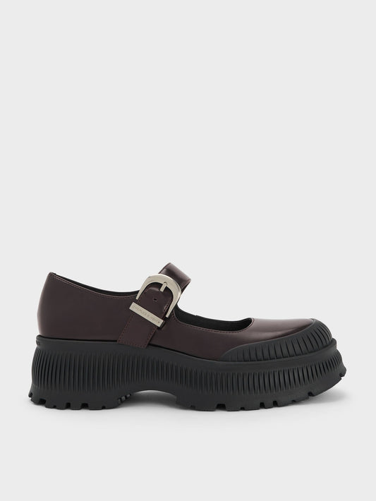 CHARLES & KEITH Signature / Darra Platform Mary Janes - Burgundy