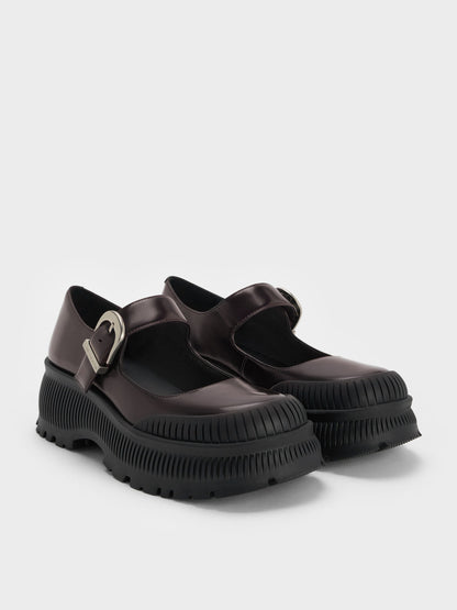 CHARLES & KEITH Signature / Darra Platform Mary Janes - Burgundy