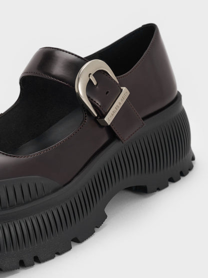 CHARLES & KEITH Signature / Darra Platform Mary Janes - Burgundy