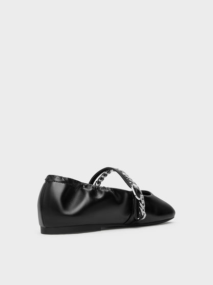 CHARLES & KEITH Hot Sale / Georgie Chain Mary Jane Flats - Black