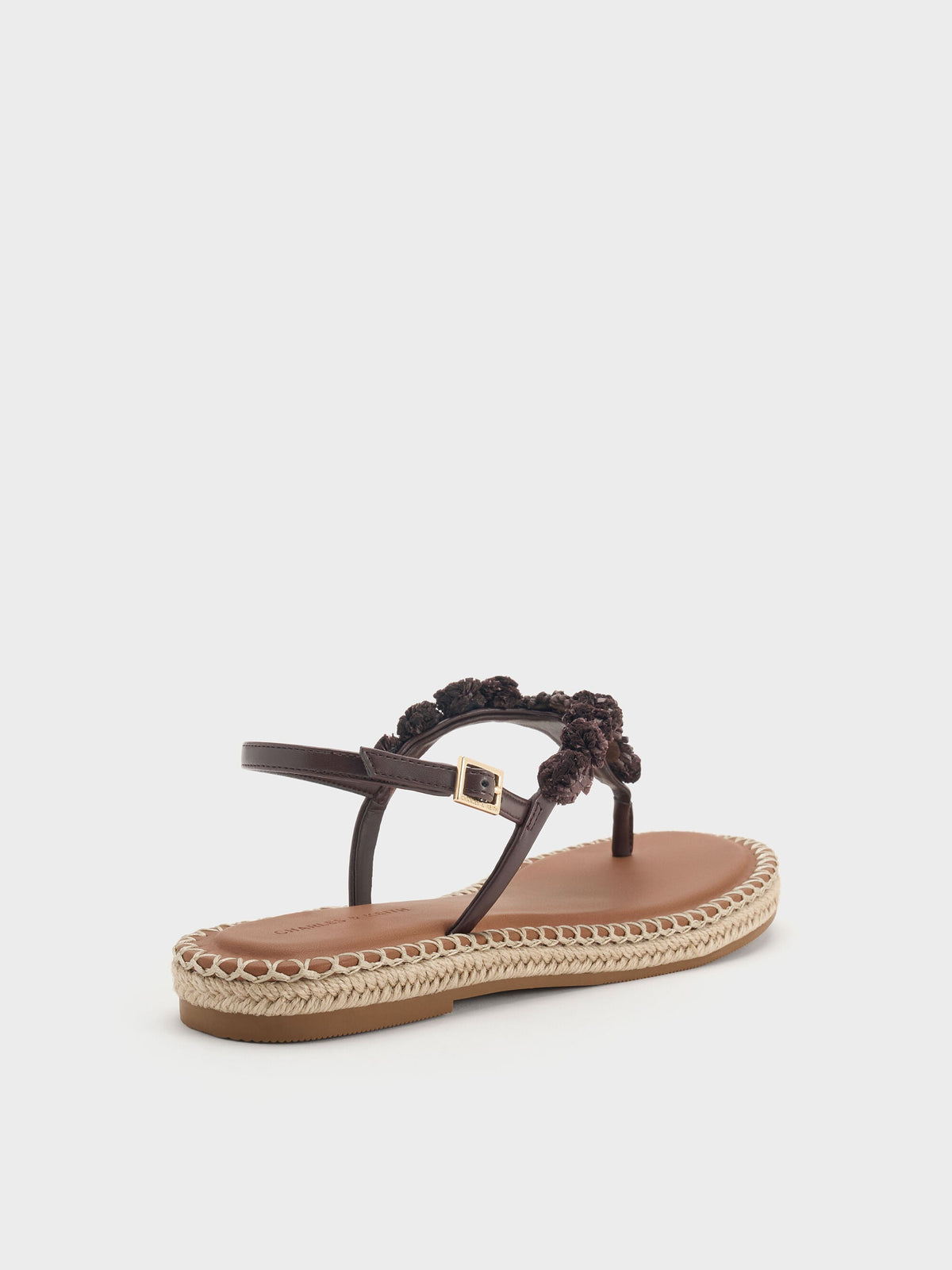 CHARLES & KEITH Smart Buy / Flower Espadrille Thong Sandals - Dark Brown
