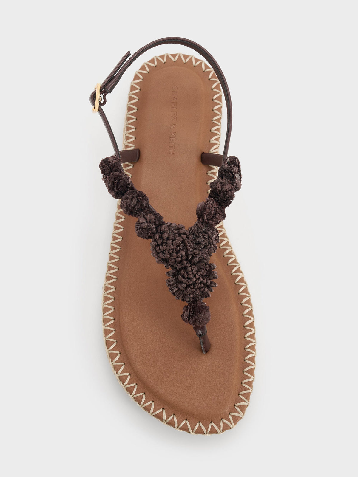 CHARLES & KEITH Smart Buy / Flower Espadrille Thong Sandals - Dark Brown