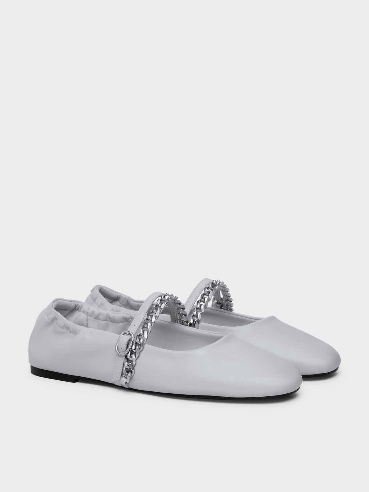 CHARLES & KEITH Popular / Georgie Chain Mary Jane Flats - Light Grey