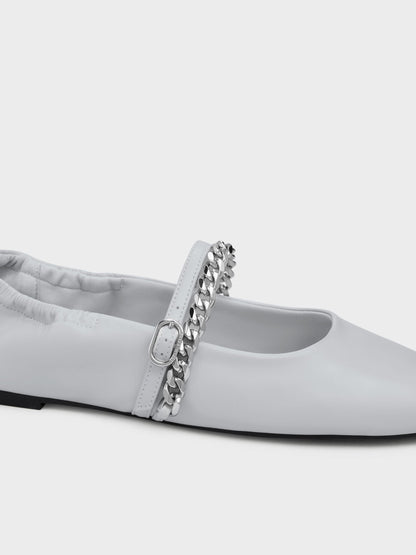 CHARLES & KEITH Popular / Georgie Chain Mary Jane Flats - Light Grey