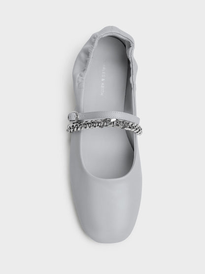 CHARLES & KEITH Popular / Georgie Chain Mary Jane Flats - Light Grey