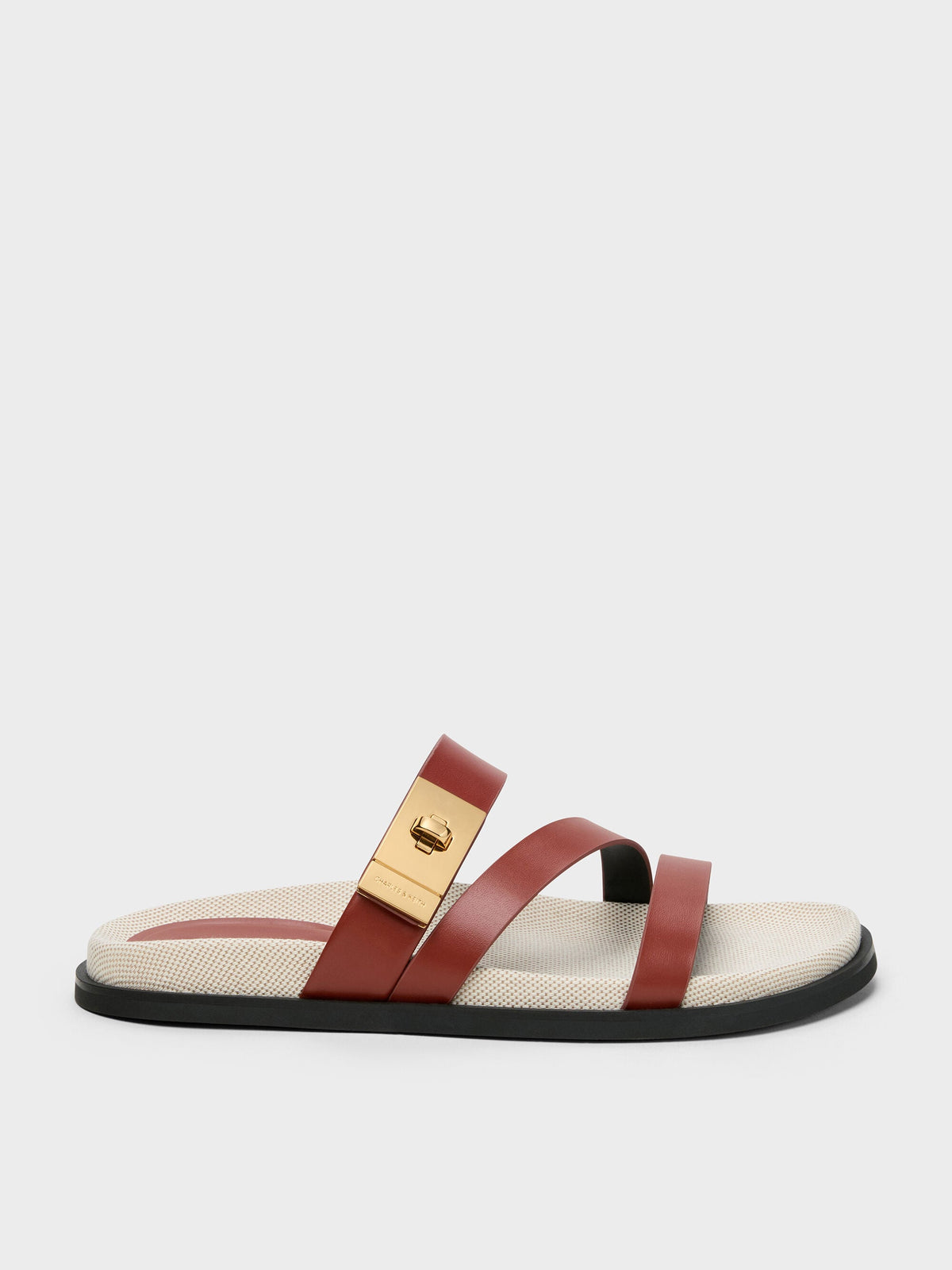 CHARLES & KEITH Premium / Aelin Canvas Metallic-Buckle Strappy Sandals - Multi
