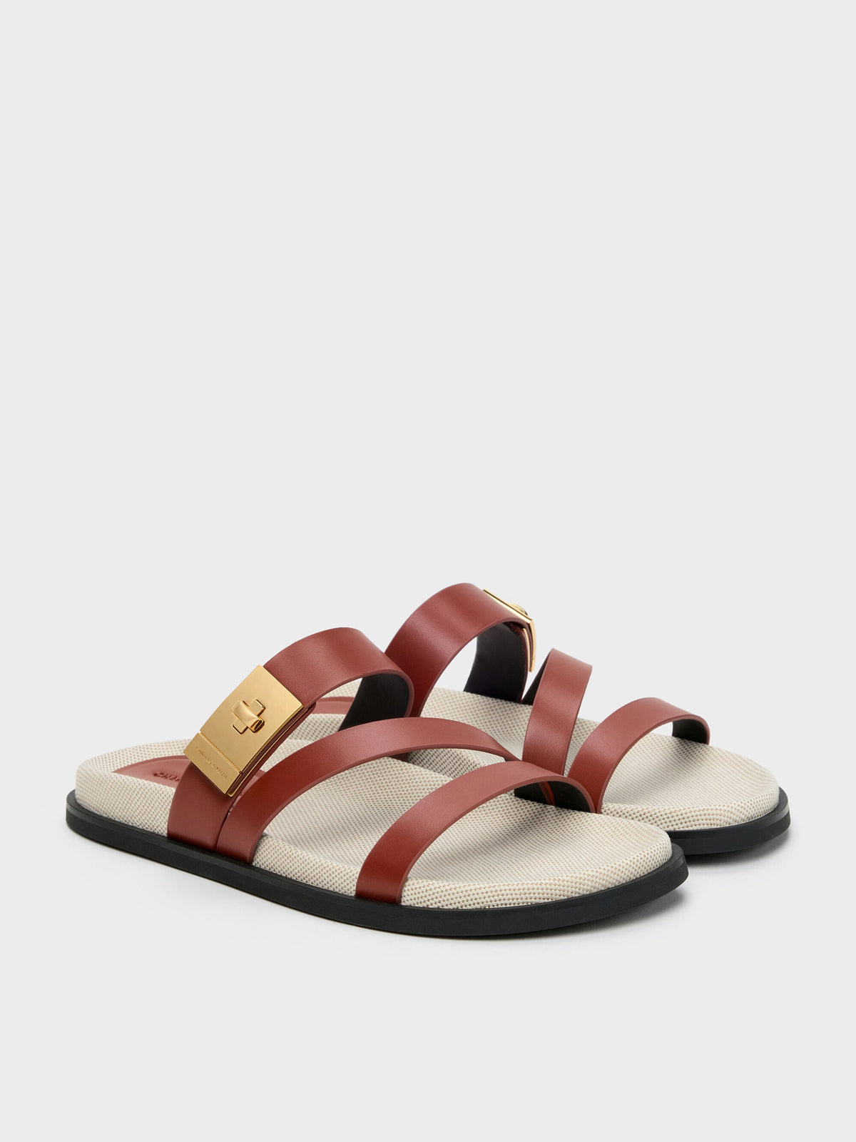 CHARLES & KEITH Premium / Aelin Canvas Metallic-Buckle Strappy Sandals - Multi