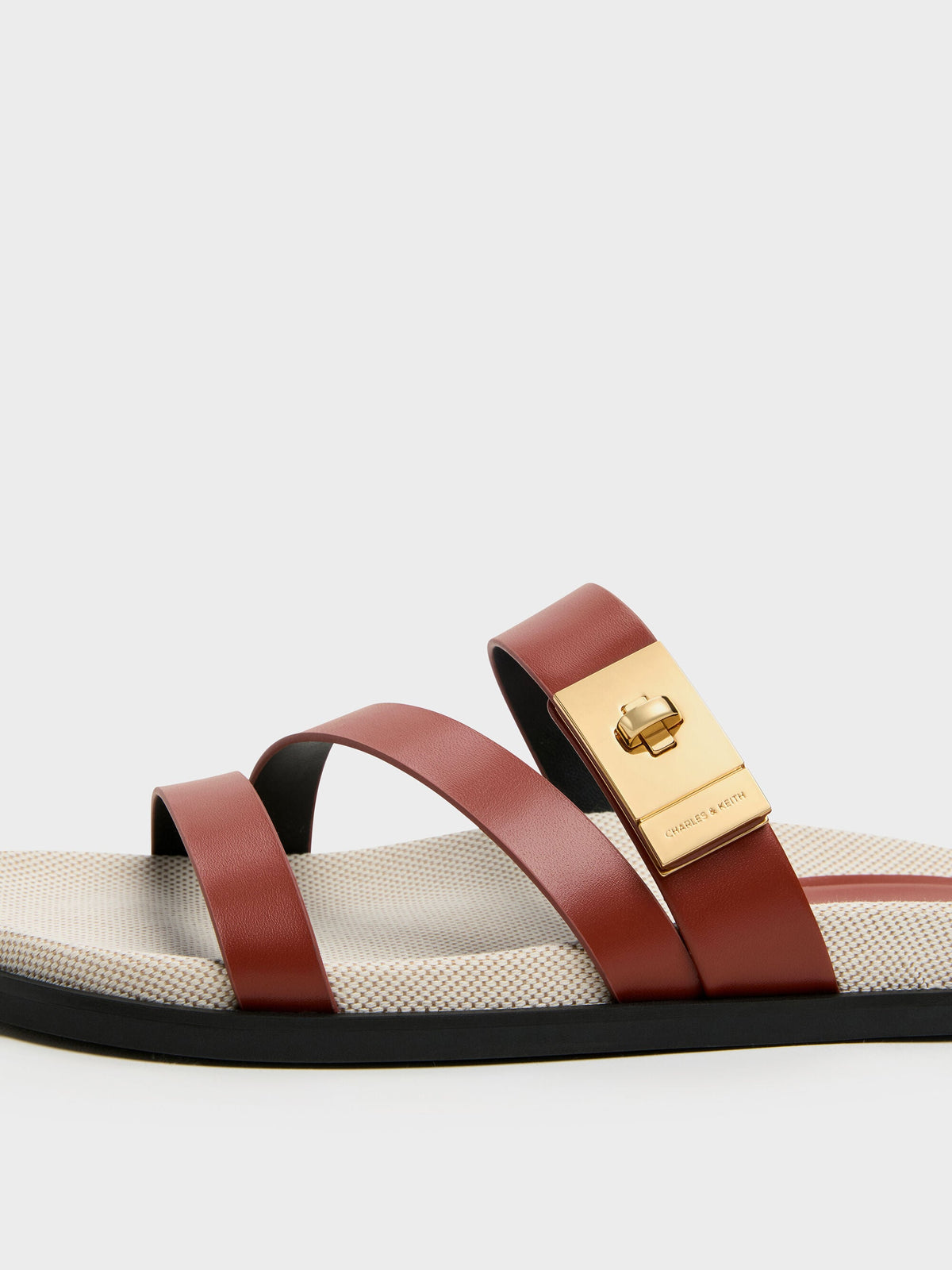 CHARLES & KEITH Premium / Aelin Canvas Metallic-Buckle Strappy Sandals - Multi