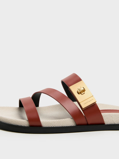 CHARLES & KEITH Premium / Aelin Canvas Metallic-Buckle Strappy Sandals - Multi