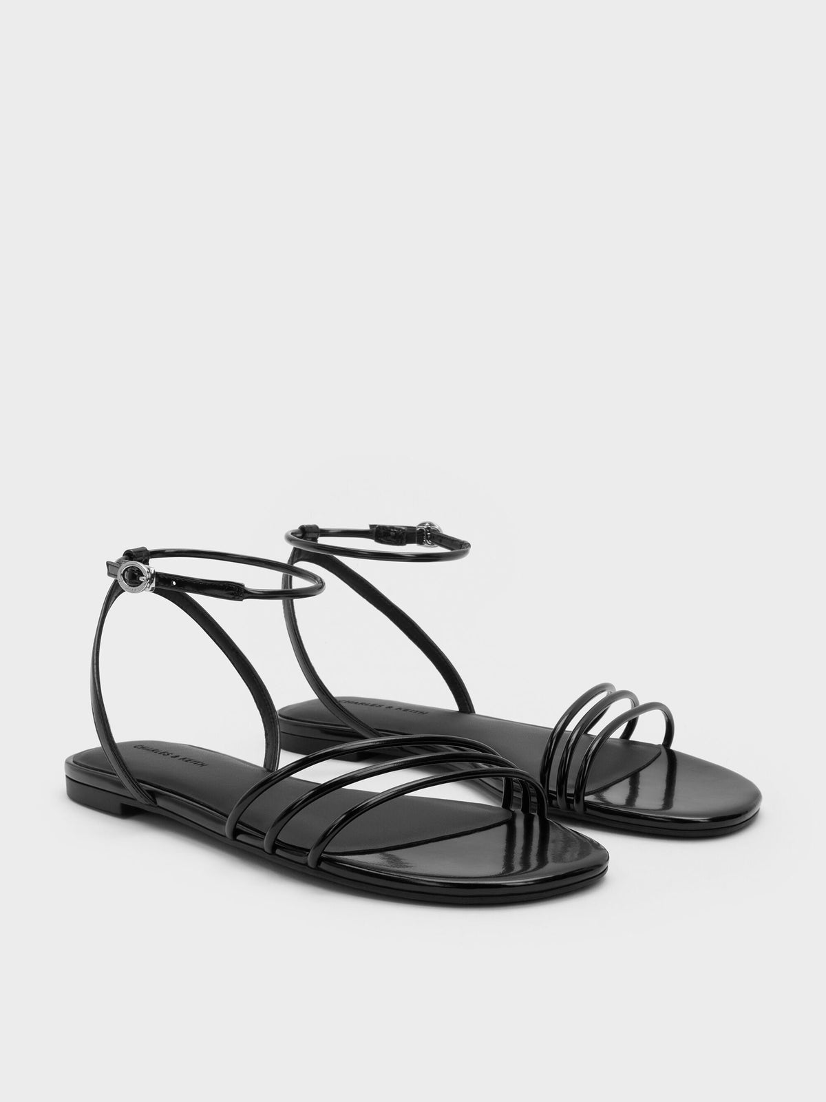 CHARLES & KEITH Sale / Triple-Strap Sandals - Black Box