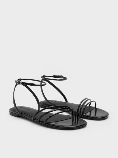 CHARLES & KEITH Sale / Triple-Strap Sandals - Black Box