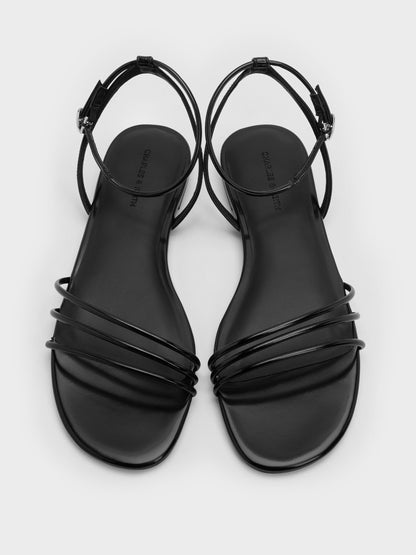 CHARLES & KEITH Sale / Triple-Strap Sandals - Black Box
