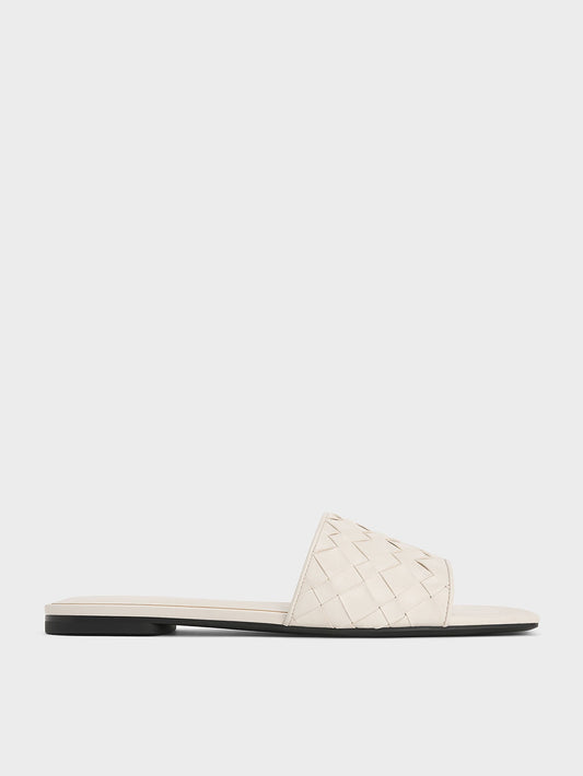 CHARLES & KEITH Special Offer / Ivette Woven Slide Sandals - Chalk