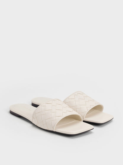 CHARLES & KEITH Special Offer / Ivette Woven Slide Sandals - Chalk