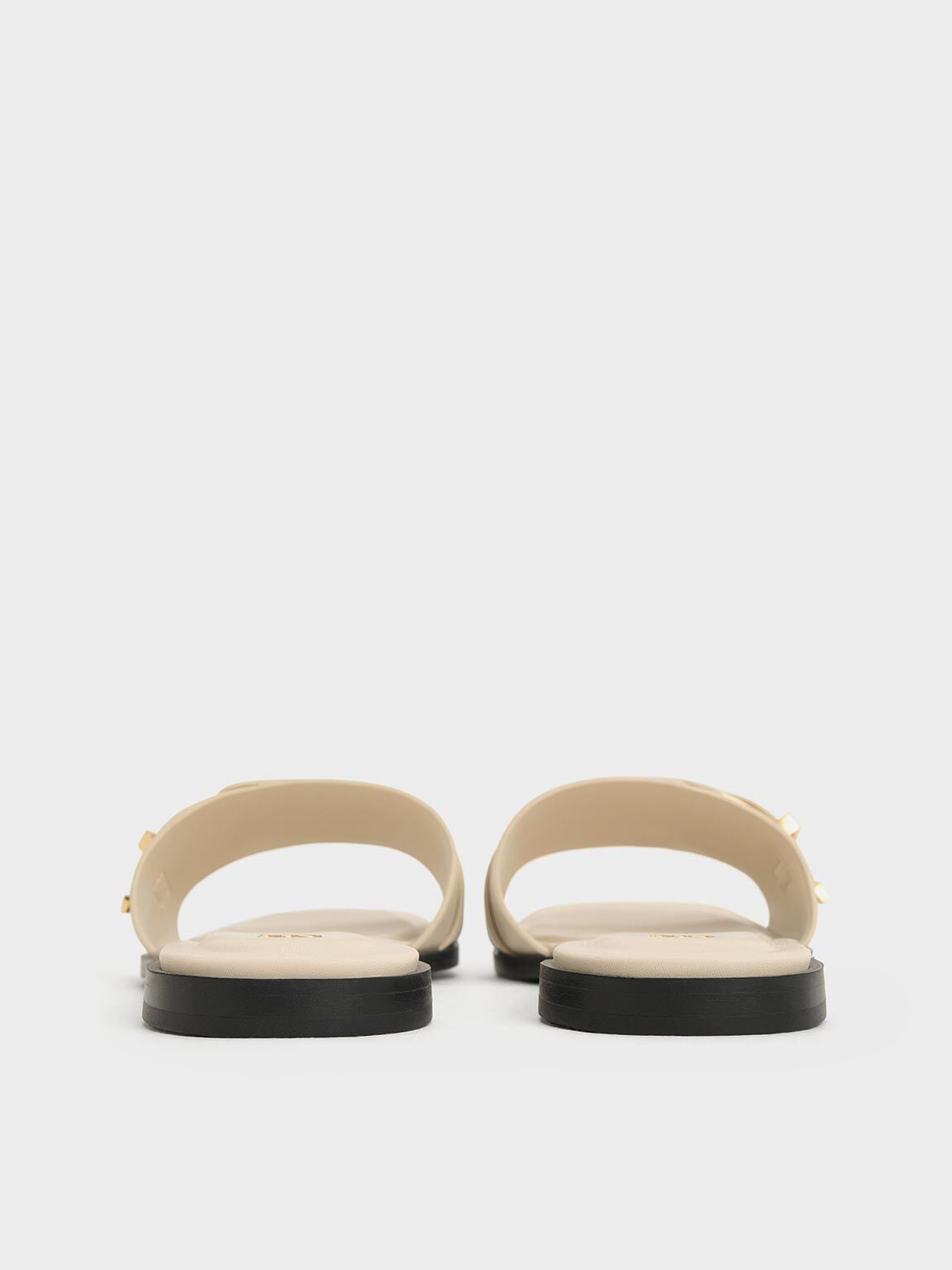 CHARLES & KEITH Recommended / Whitney Leather Slide Sandals - Chalk