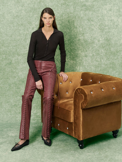 CHARLES & KEITH Featured / Jianna Leather Lace-Tie Flats - Black