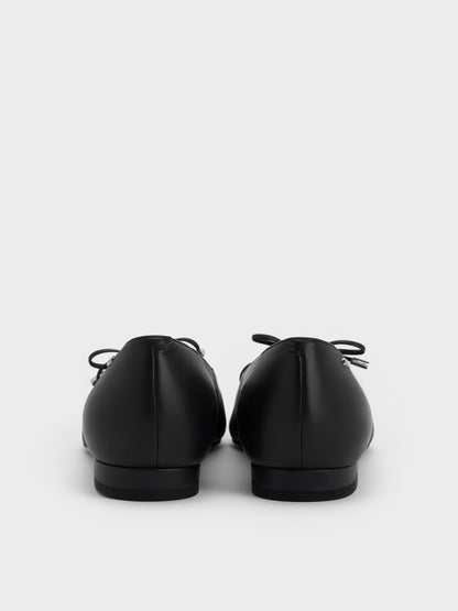 CHARLES & KEITH Featured / Jianna Leather Lace-Tie Flats - Black