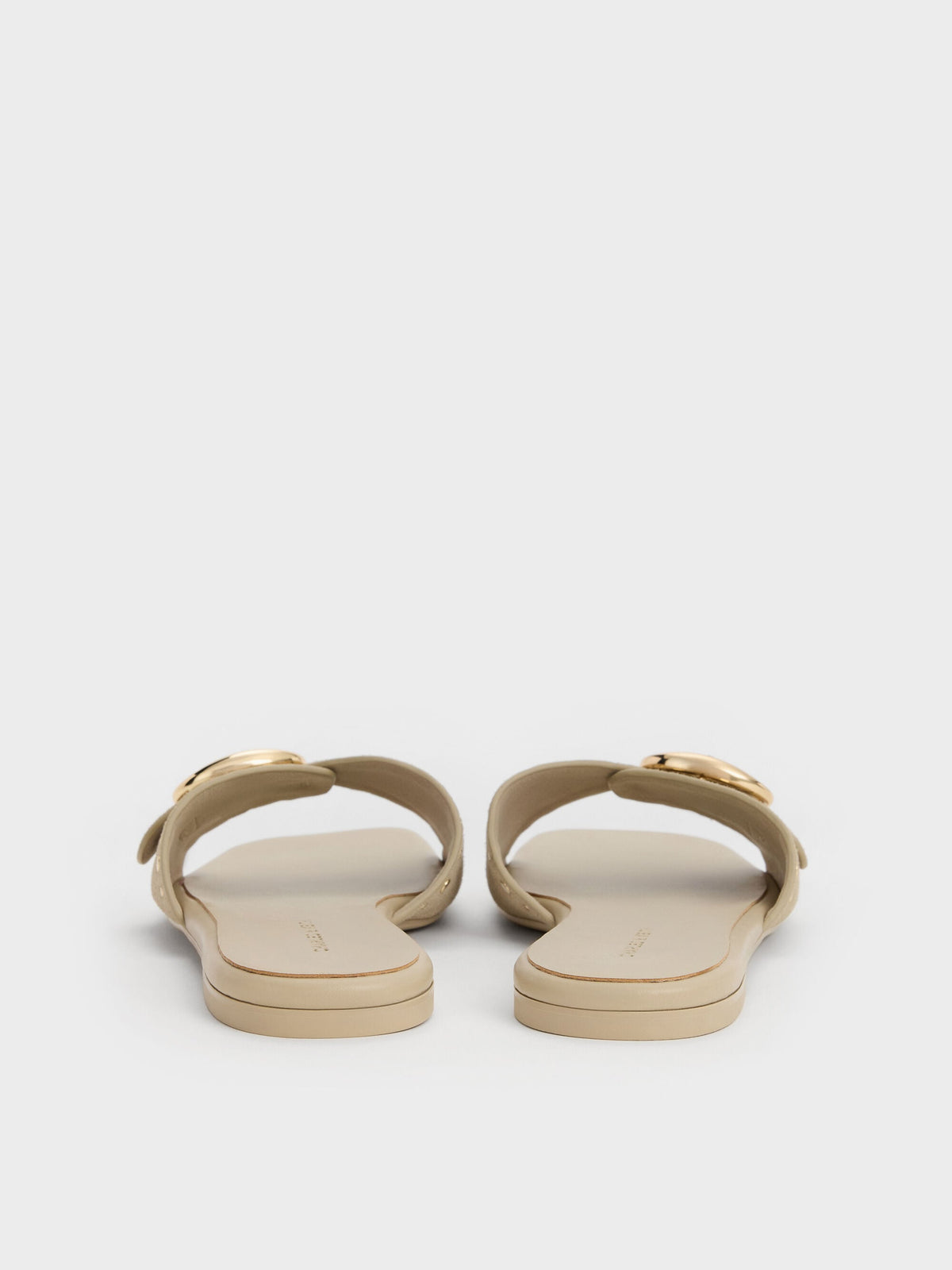 CHARLES & KEITH Recommended / Studded Buckled Slide Sandals - Beige