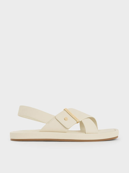 CHARLES & KEITH Discount / Audra Crossover Slingback Sandals - Chalk