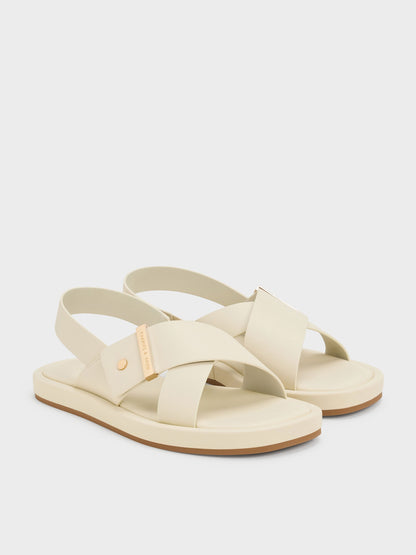 CHARLES & KEITH Discount / Audra Crossover Slingback Sandals - Chalk