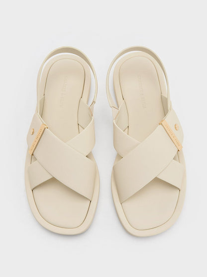 CHARLES & KEITH Discount / Audra Crossover Slingback Sandals - Chalk