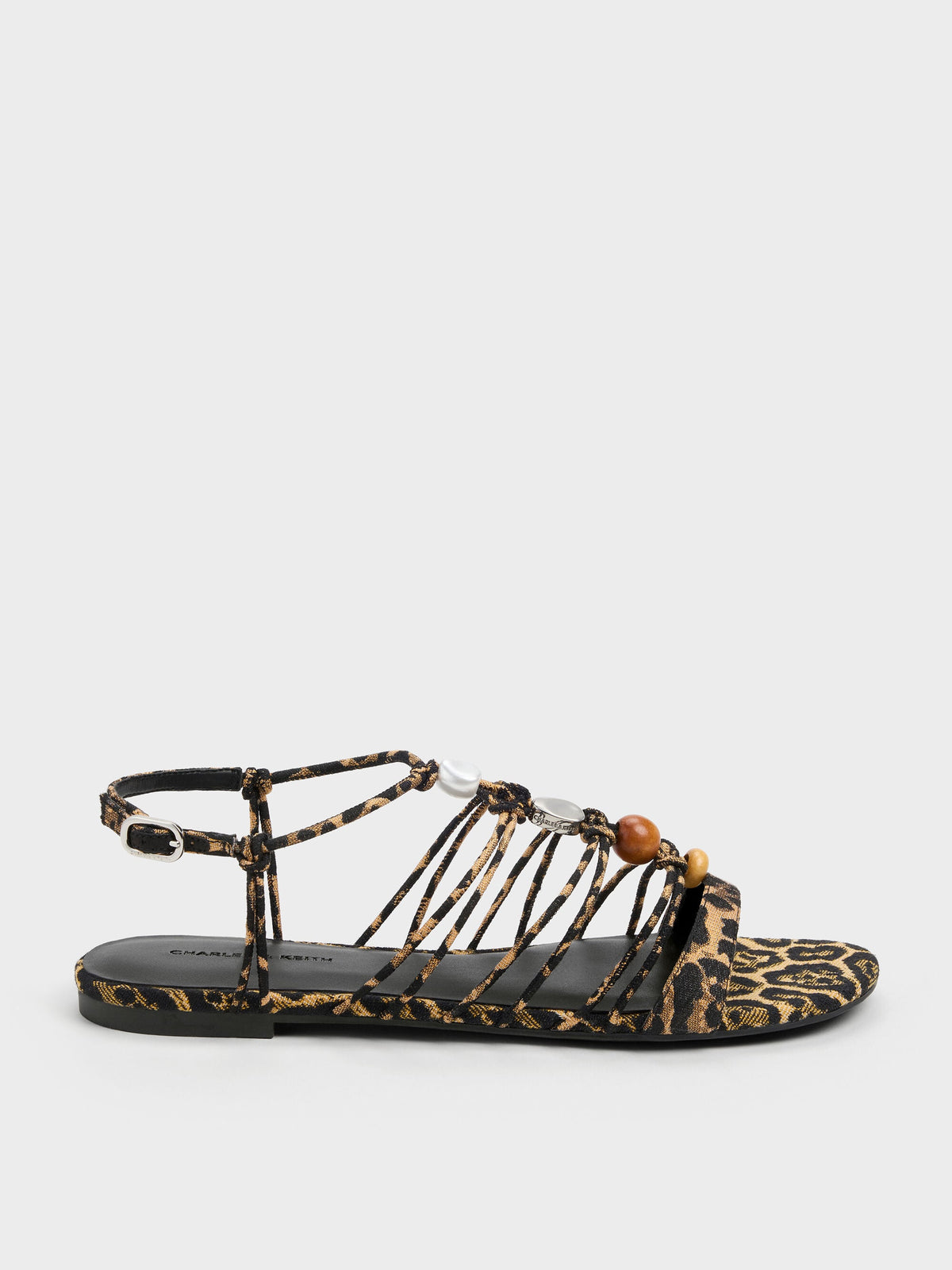 CHARLES & KEITH Popular / Georgie Leopard-Print Bead Strappy Sandals - Animal Print Natural