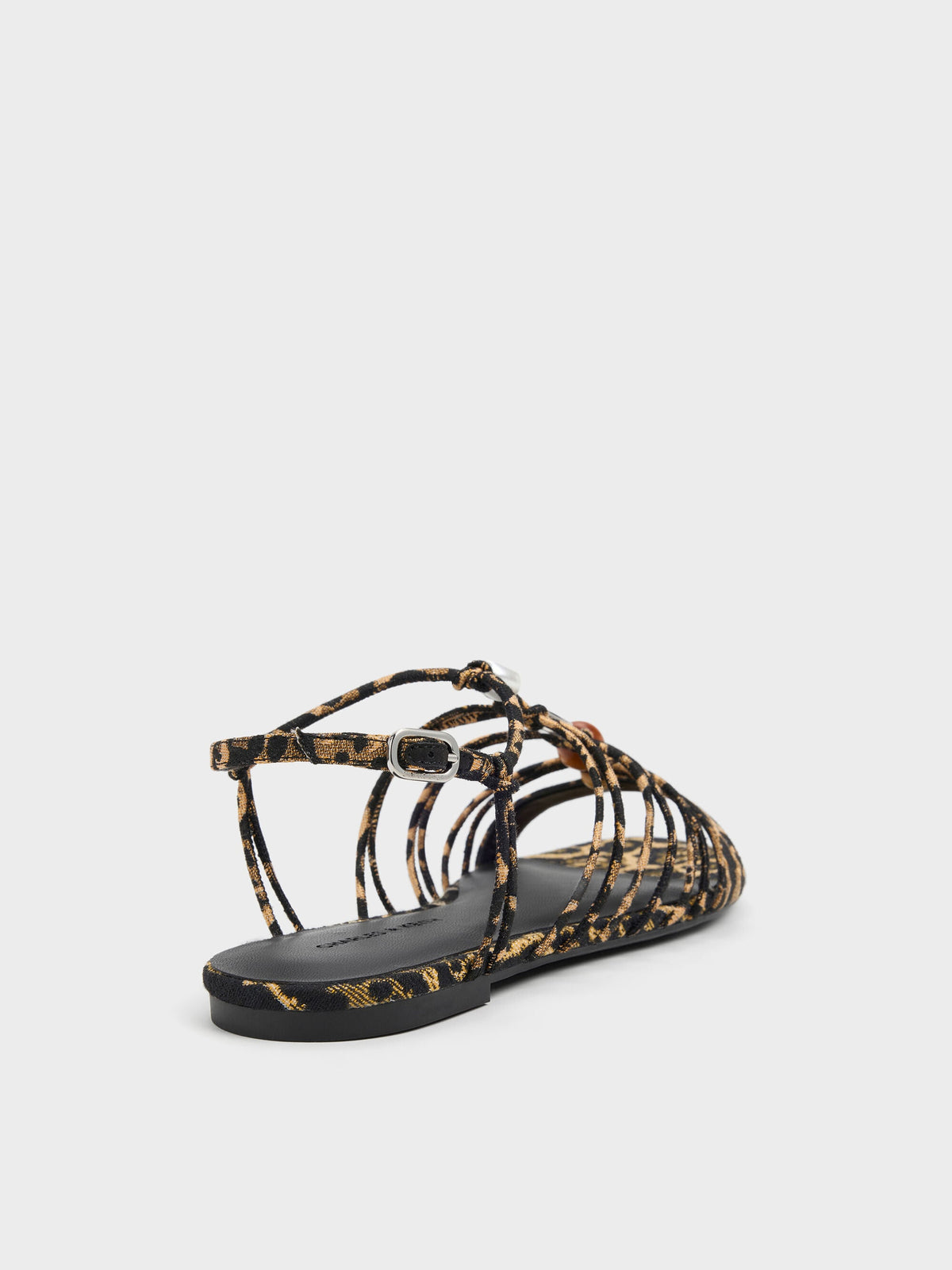 CHARLES & KEITH Popular / Georgie Leopard-Print Bead Strappy Sandals - Animal Print Natural