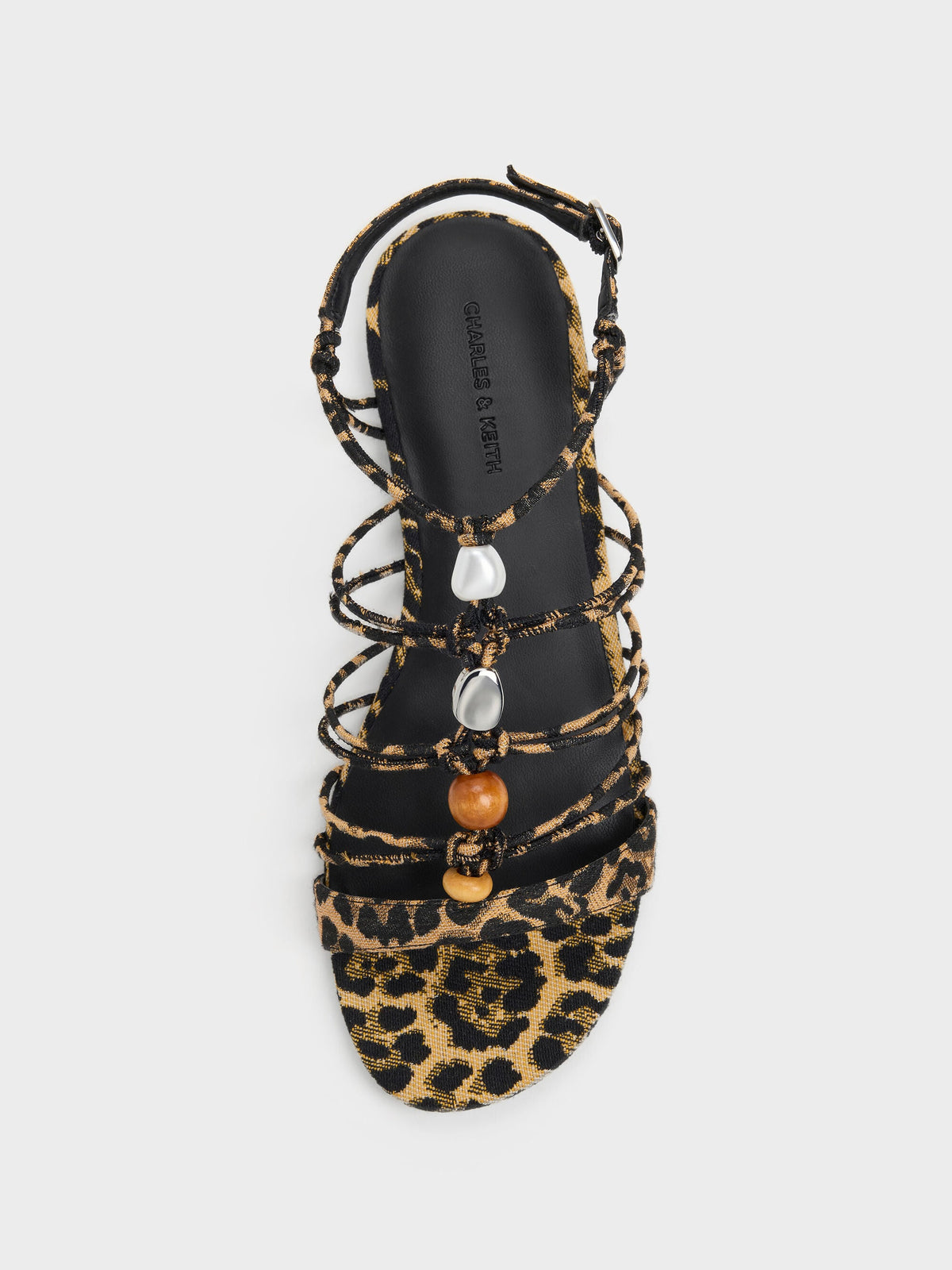 CHARLES & KEITH Popular / Georgie Leopard-Print Bead Strappy Sandals - Animal Print Natural