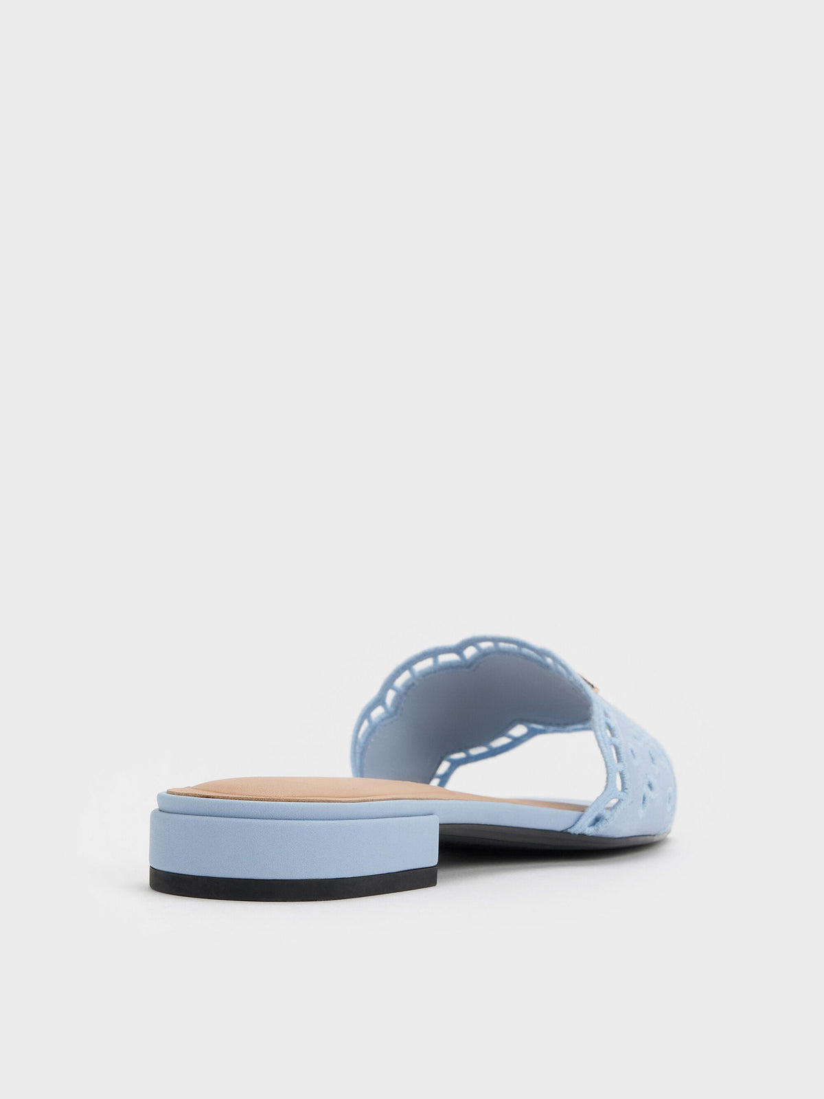 CHARLES & KEITH Value / Leather Embroidered Slide Sandals - Light Blue